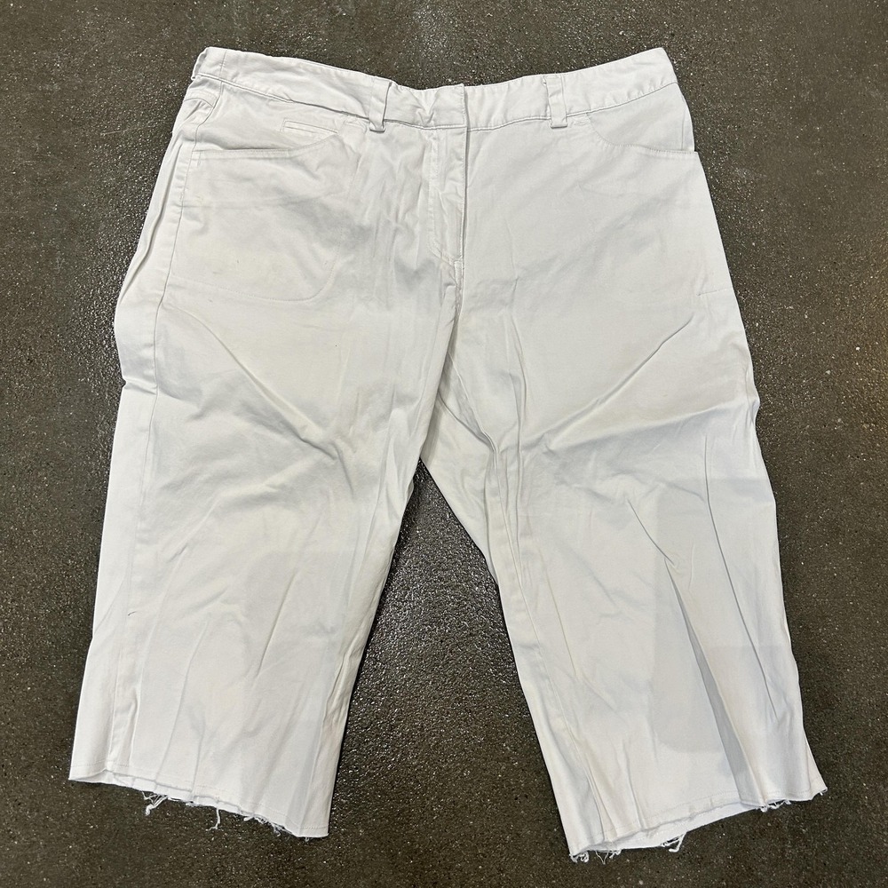 Nike Golf Shorts Mens 33 White Chino Flat Front‎ Cutoff Frayed Hem Casual Summer